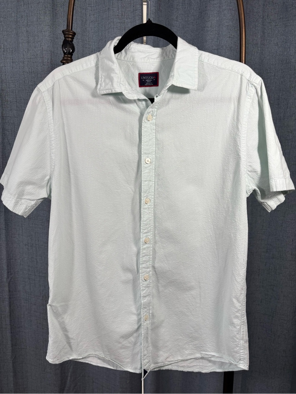 UNTUCKit Short Sleeve Button-Down Shirt - Mint Green B076